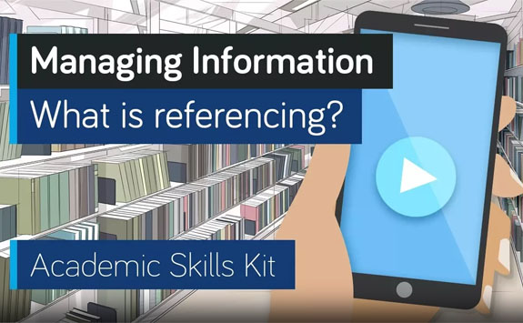 Intro slide to a video on referencing